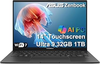 ASUS Zenbook 14 AI PC OLED Touchscreen Laptop, Intel Ultra 9 285H, 32GB DDR5, 1TB SSD, 14
